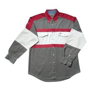Men's Roper Red & Grey Long Sleeve Button Up Shirt M